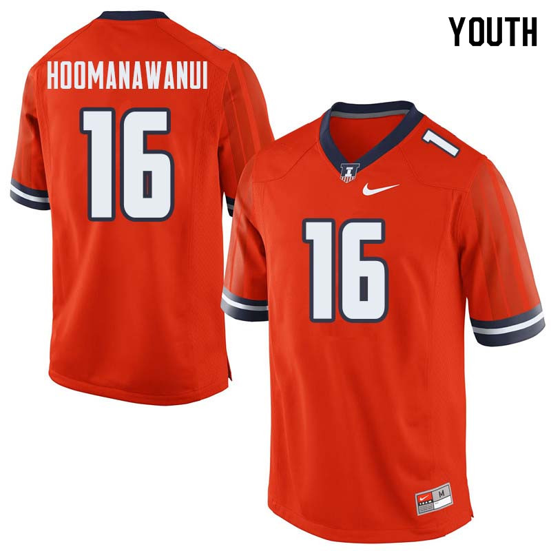 Youth #16 Michael Hoomanawanui Illinois Fighting Illini College Football Jerseys Sale-Orange